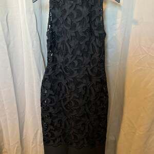 Burberry Prorsum Black Guipure Corded Lace Sleeveless Sheath Dress IT 40
